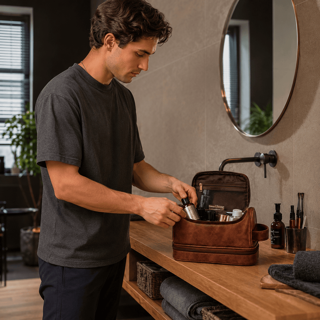 Grand Men’s Travel Toiletry Bag in Premium Leather